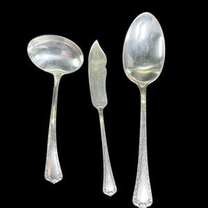 Easterling Rosemary Sterling Silver Serving Spoon, Ladle & Master Butter Knife